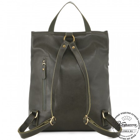  Женский кожаный рюкзак "Артемида" (хаки гладкая кожа)